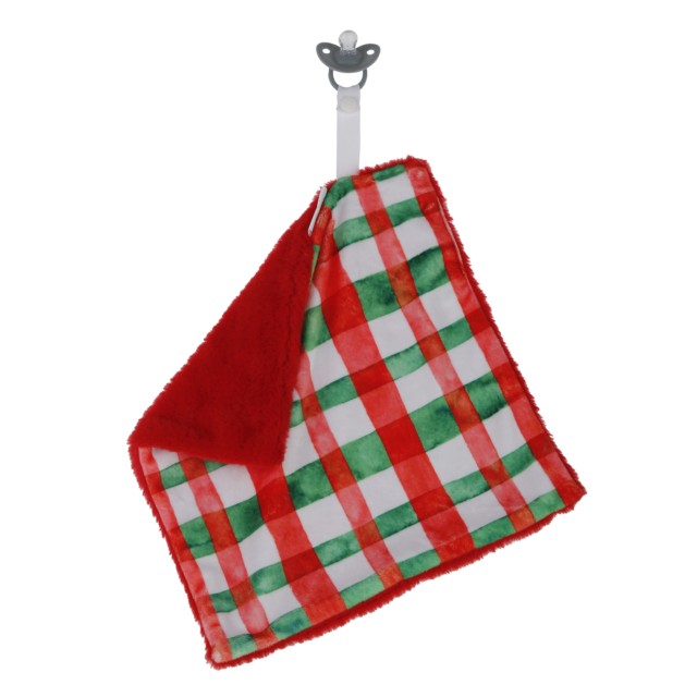 Doodalou Minky and Faux Fur Pacifier Blanket - Red Green Holiday