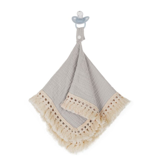 Doodalou Muslin Boho Pacifier Blanket - Gray