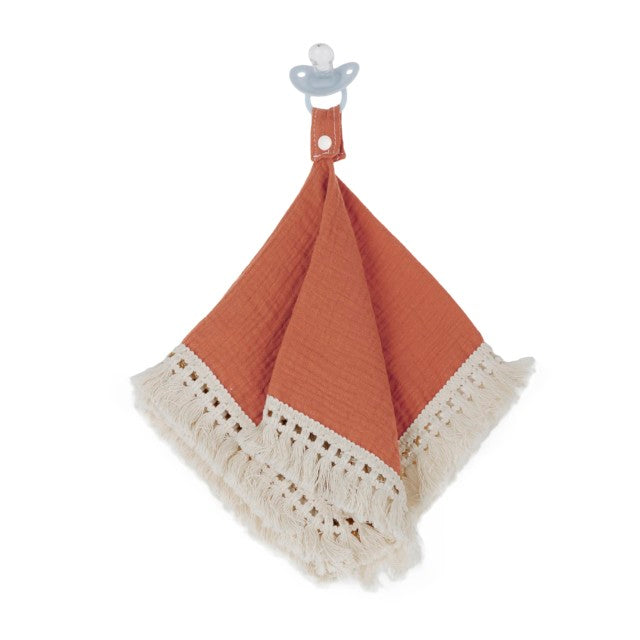 Doodalou Muslin Boho Pacifier Blanket - Salmon