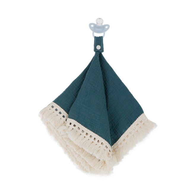 Doodalou Muslin Boho Pacifier Blanket - Teal