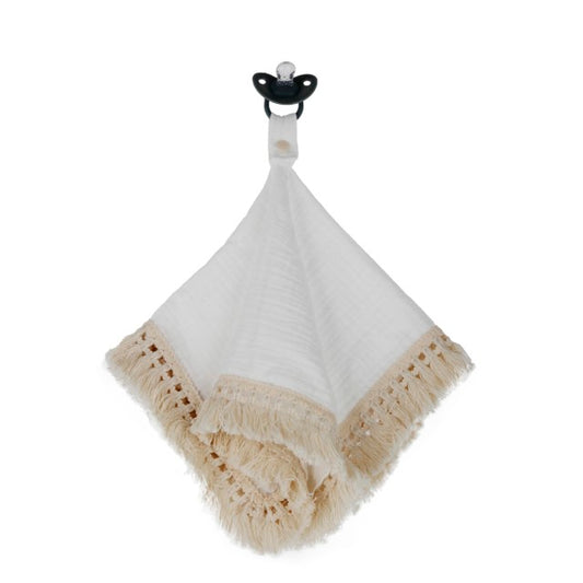 Doodalou Muslin Boho Pacifier Blanket - White